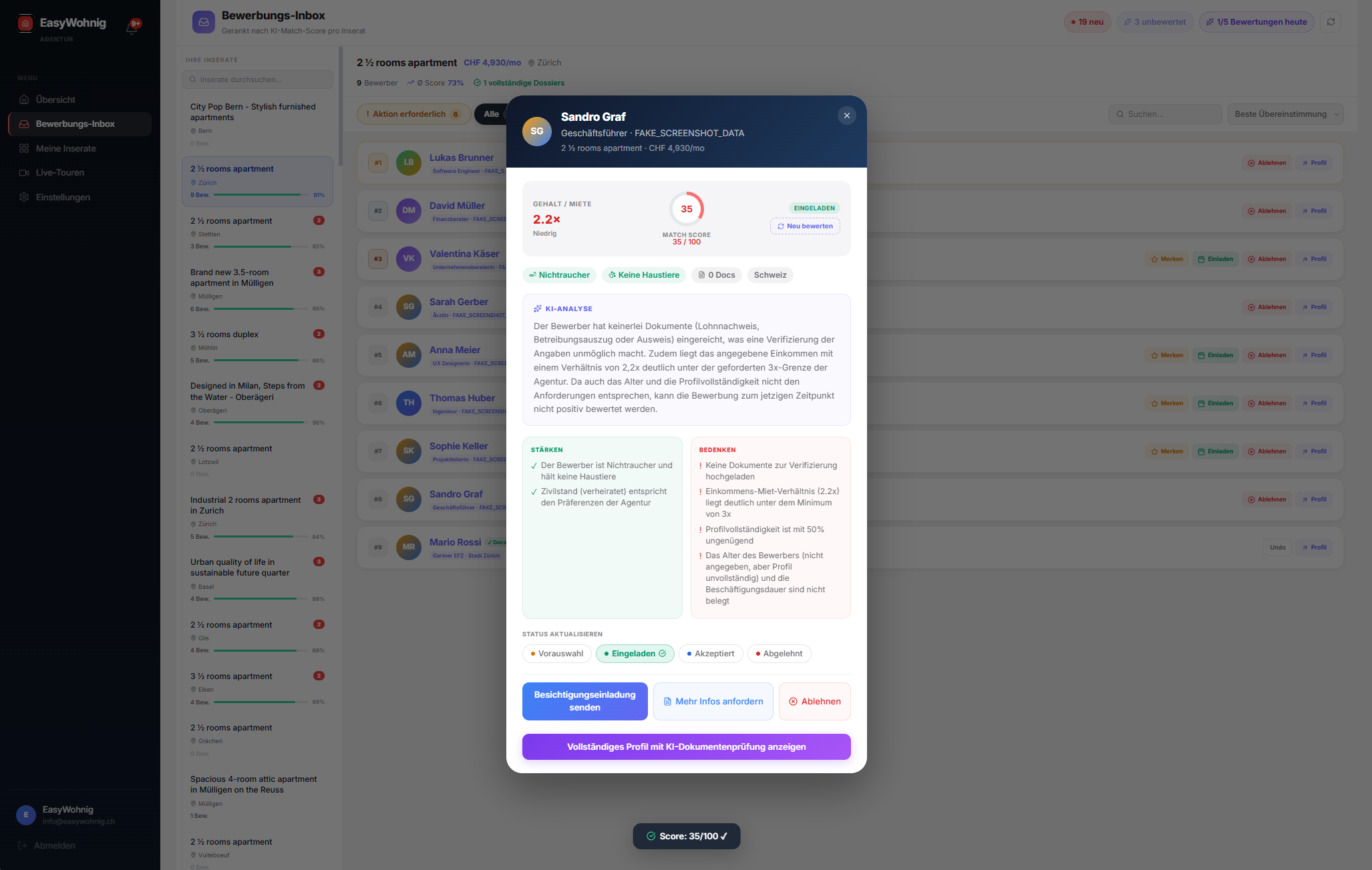 0–100, with audit trail.